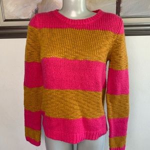 Loft wool blend pink striped sweater small